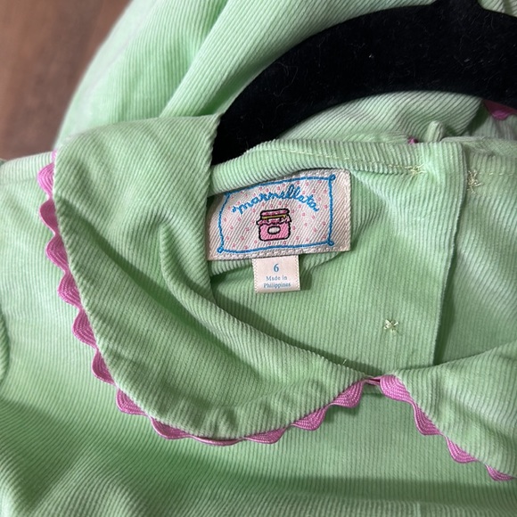 Marmelloto Light Green Smocked Birthday Dress- Corduroy Long Sleeve- Girls 6 - Picture 7 of 12